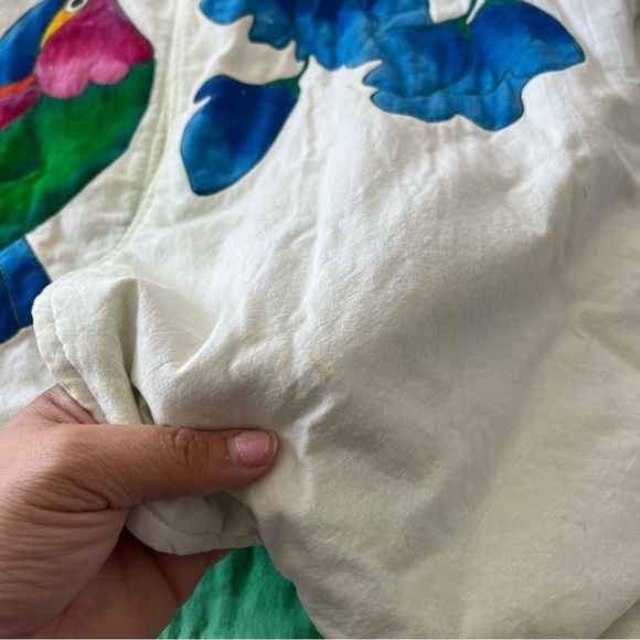 Vintage 90s Open Front Canvas Jacket With Hummingbird Art by Julia Pinkham - Picture 8 of 9